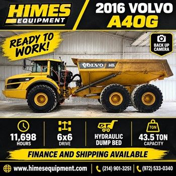 Used 2016 VOLVO A40G For Sale in Van Alstyne Texas